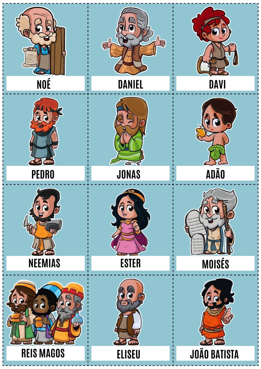 Jogo da Memória para imprimir - Personagens da Bíblia - Atividades Bíblicas