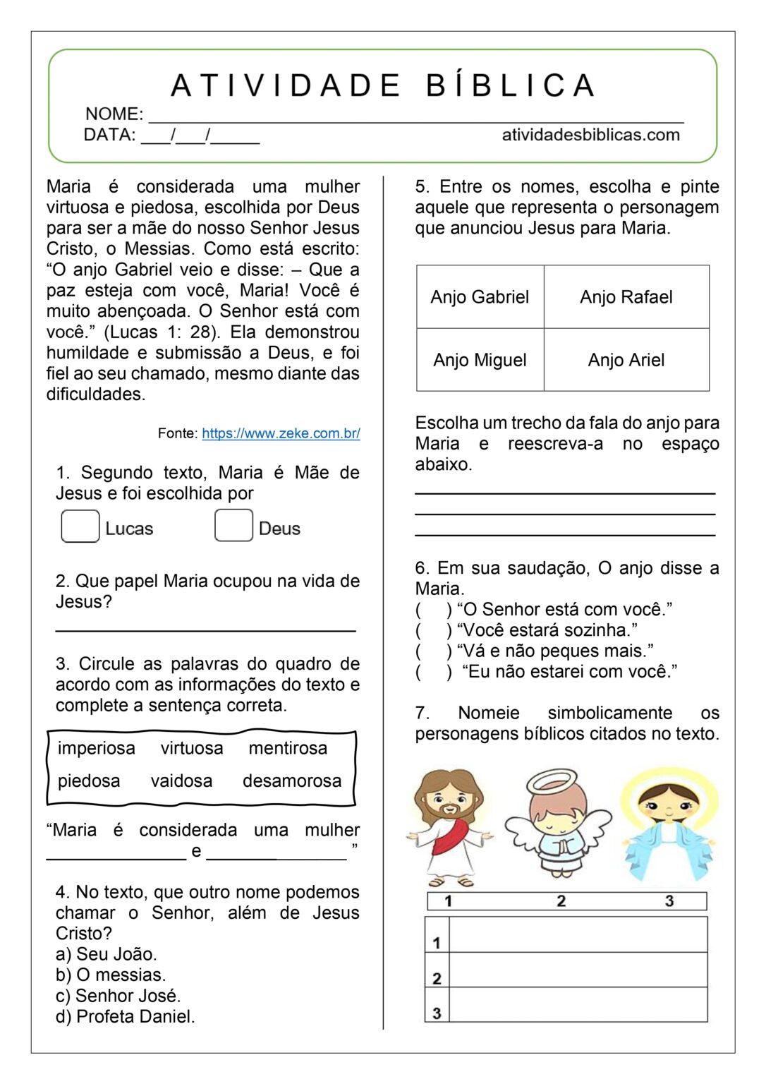 Atividades Bíblicas sobre o Dia das Mães para imprimir - Atividades ...