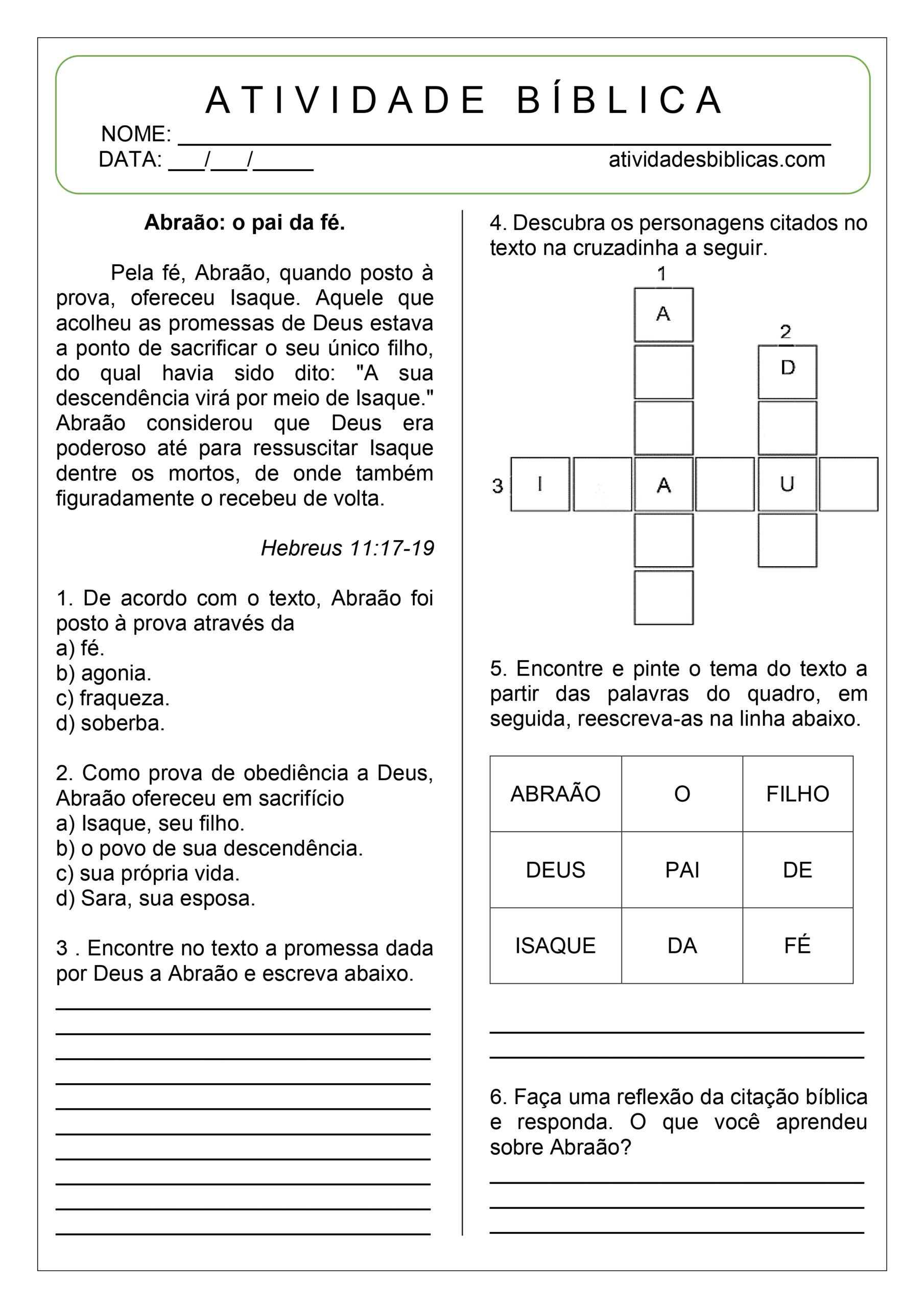 atividade sobre Abraão