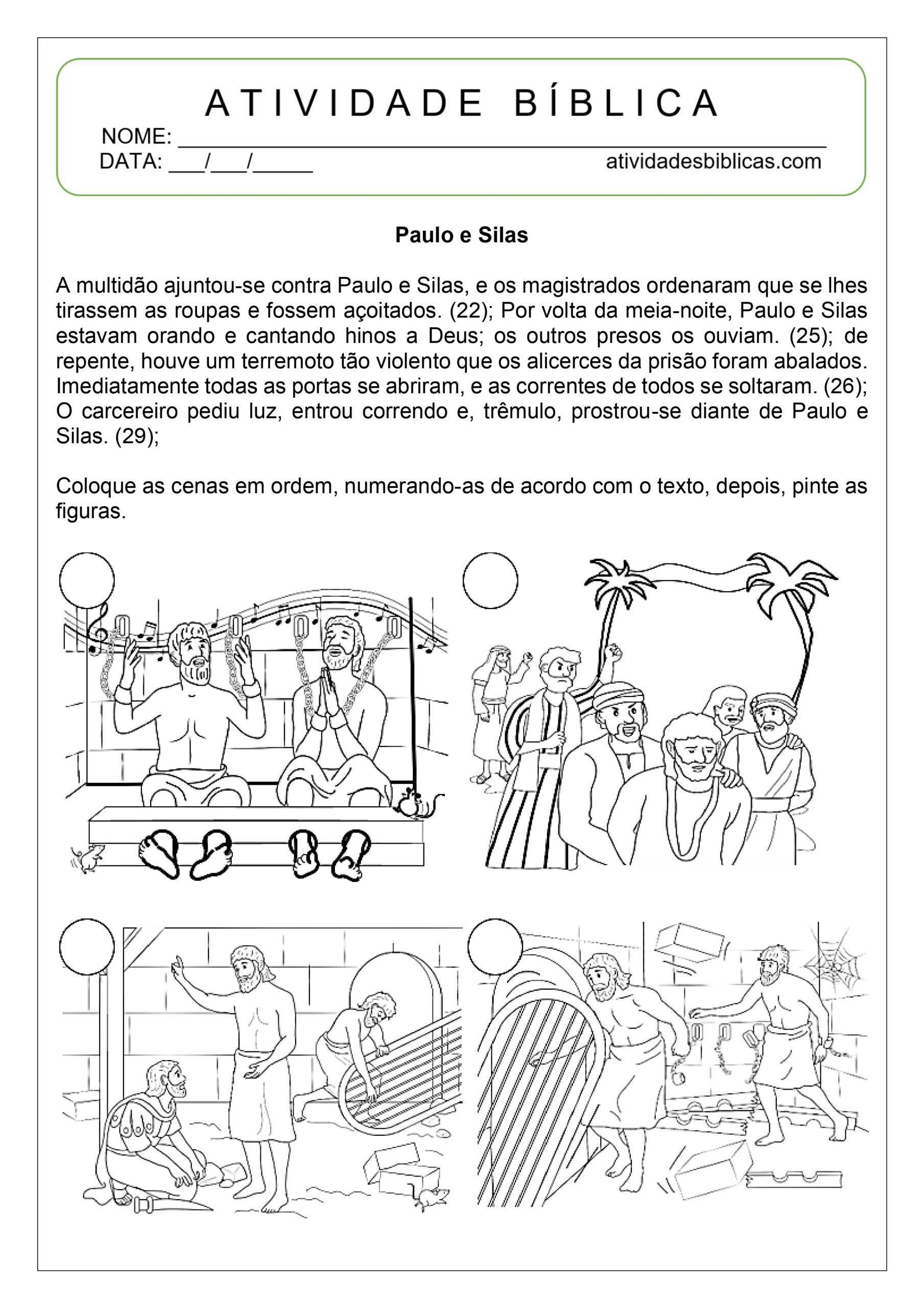 atividades sobre Paulo e Silas