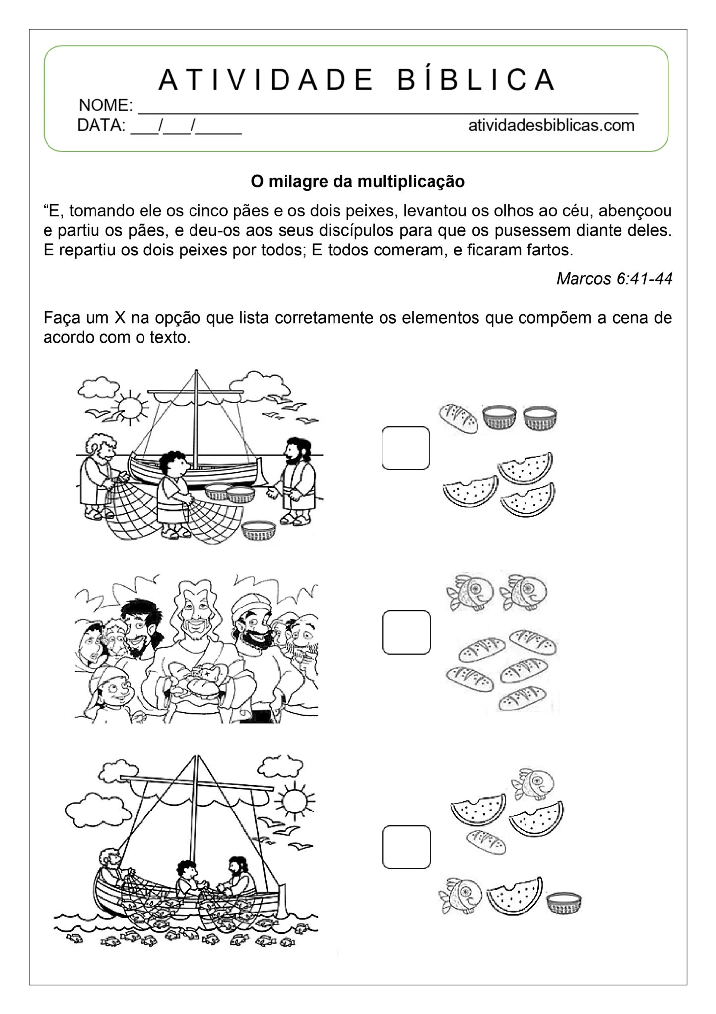 Atividades sobre a Multiplicação dos Pães e Peixes para imprimir ...